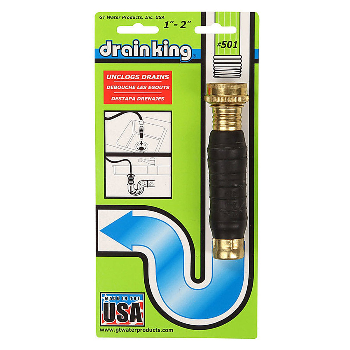 Gt Water Products - 501 - Drain King 0 Ft. L Drain Unclogger