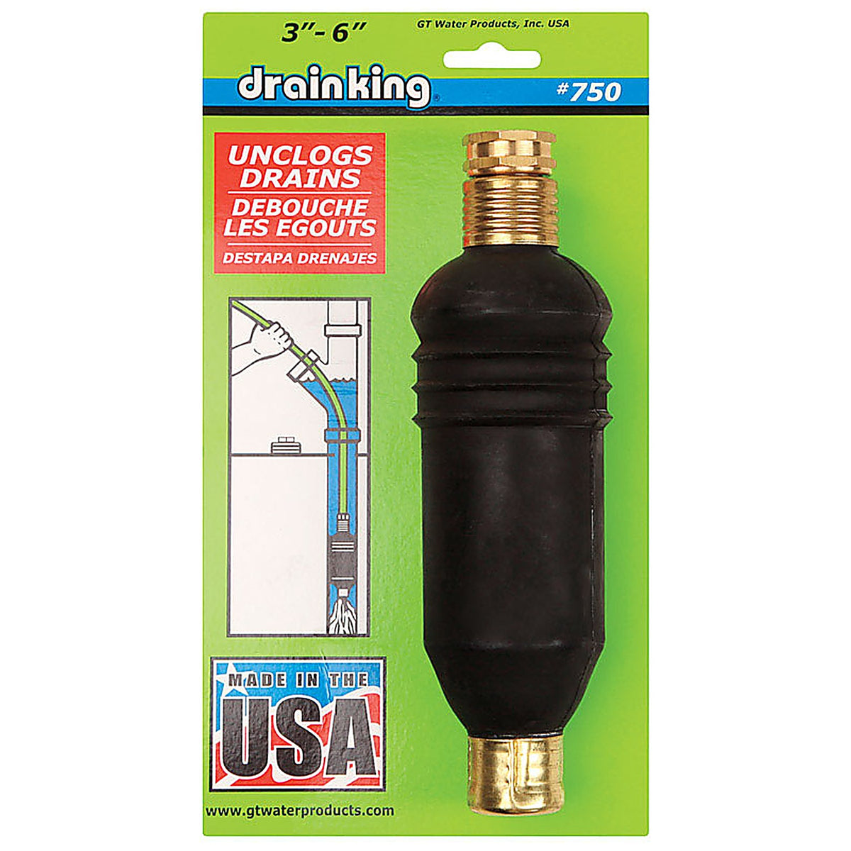 Gt Water Products - 750 - Drain King Drain Unclogger 11 In. L X 3 to 6 In. D