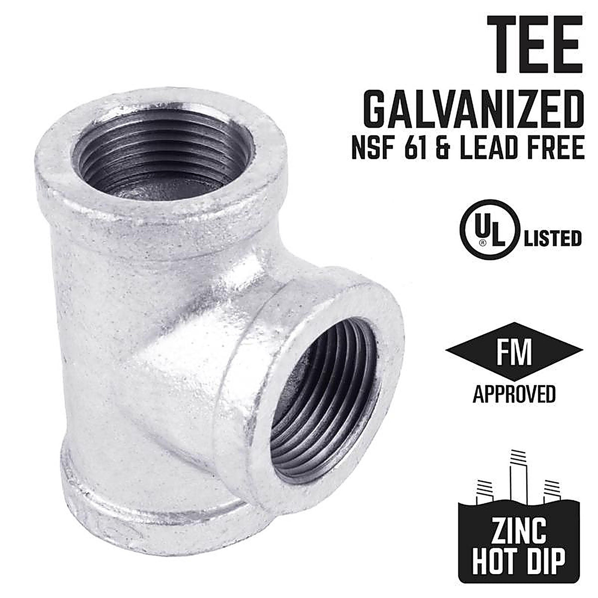 STZ - 351T-212 - Industries 2-1/2 In. Fip Each X 2-1/2 In. D Fip 2-1/2 In. D Fip Galvanized Malleable Iron Tee