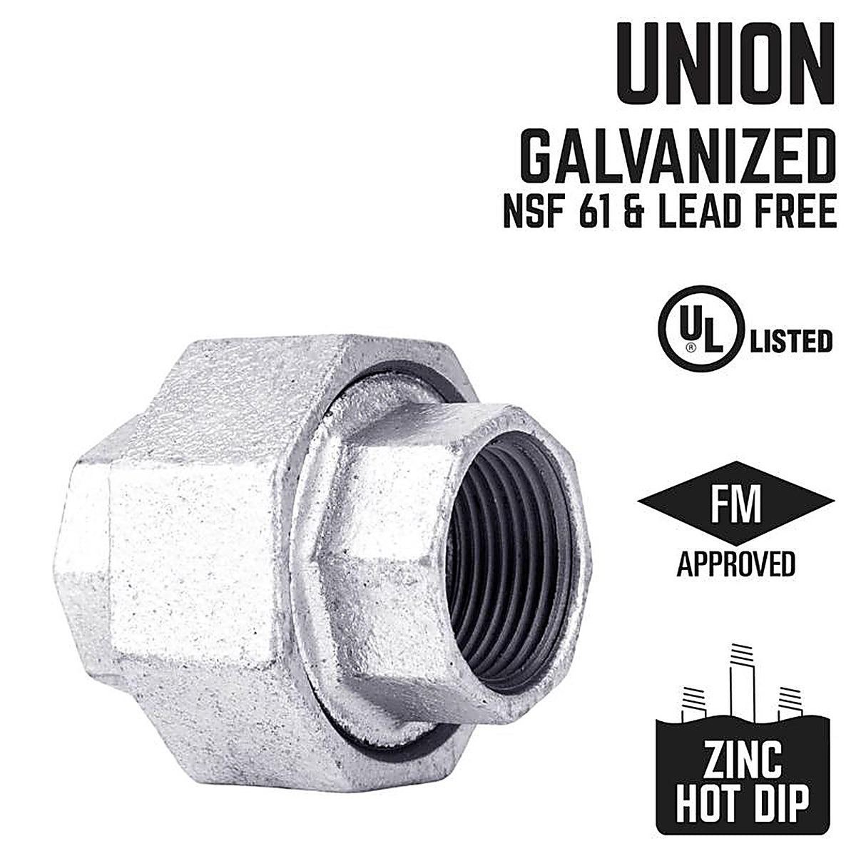 STZ - 351U-212 - Industries 2-1/2 In. Fip Each X 2-1/2 In. D Fip Galvanized Malleable Iron Union