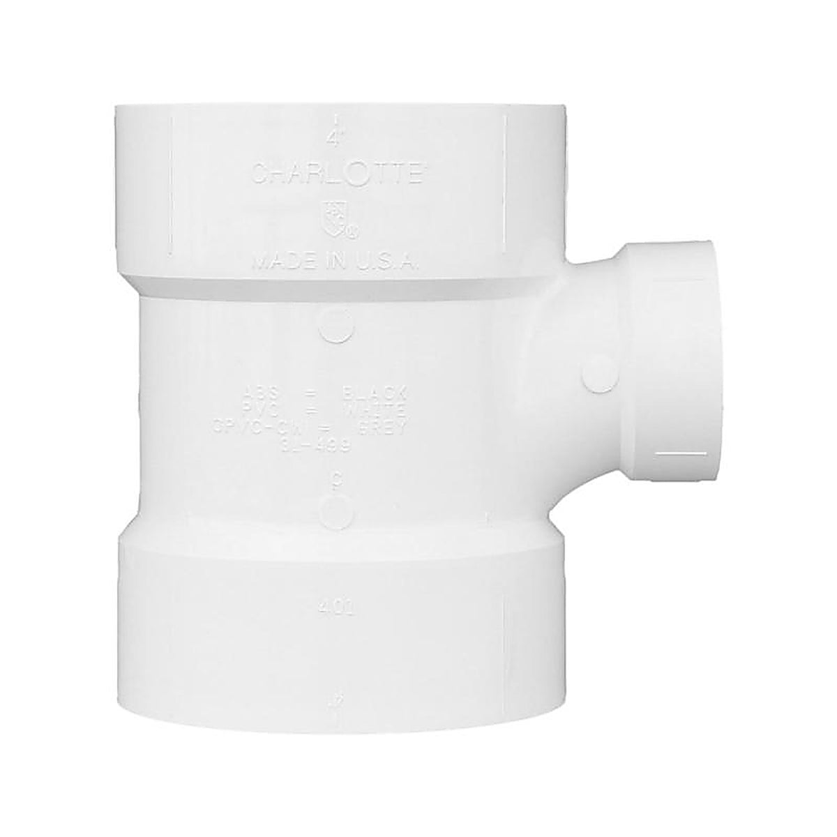 Charlotte Pipe PVC004011600 1-1/2 in. Hub x 4 in. Dia. Hub PVC Sanitary Tee