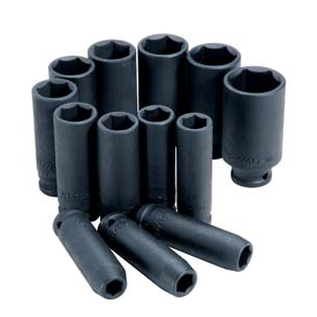 ATD - 4401 - 13 Piece 1/2 Inch Drive 6 Point SAE Deep Impact Socket Set