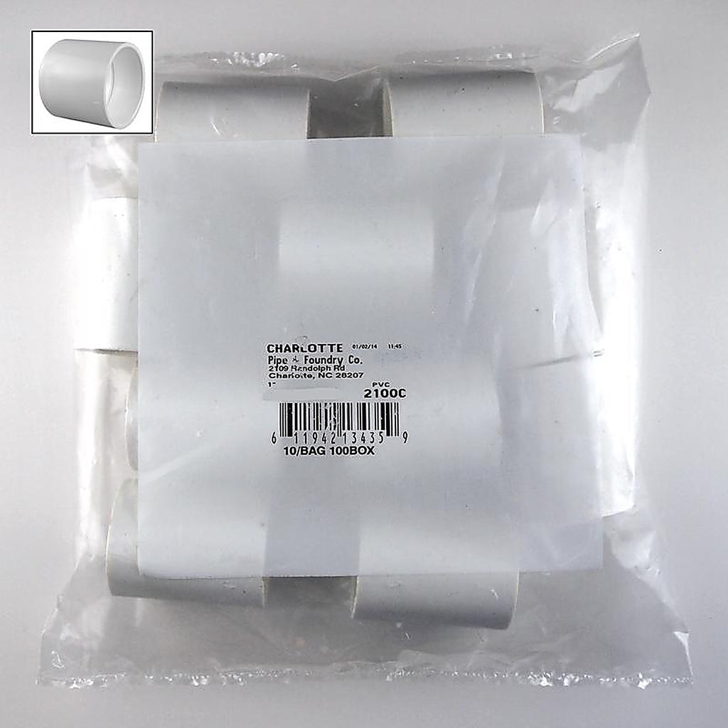 Charlotte Pipe PVC02100C0600 Schedule 40 1/2 in. Slip x 1/2 in. Dia. Slip PVC Coupling