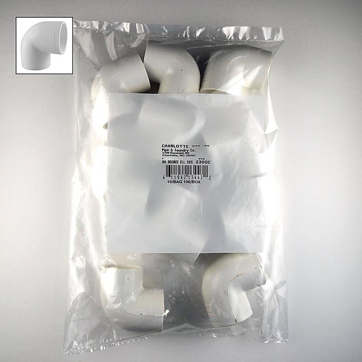 Charlotte Pipe PVC02300C1000 Schedule 40 1 in. Slip x 1 in. Dia. Slip PVC Elbow