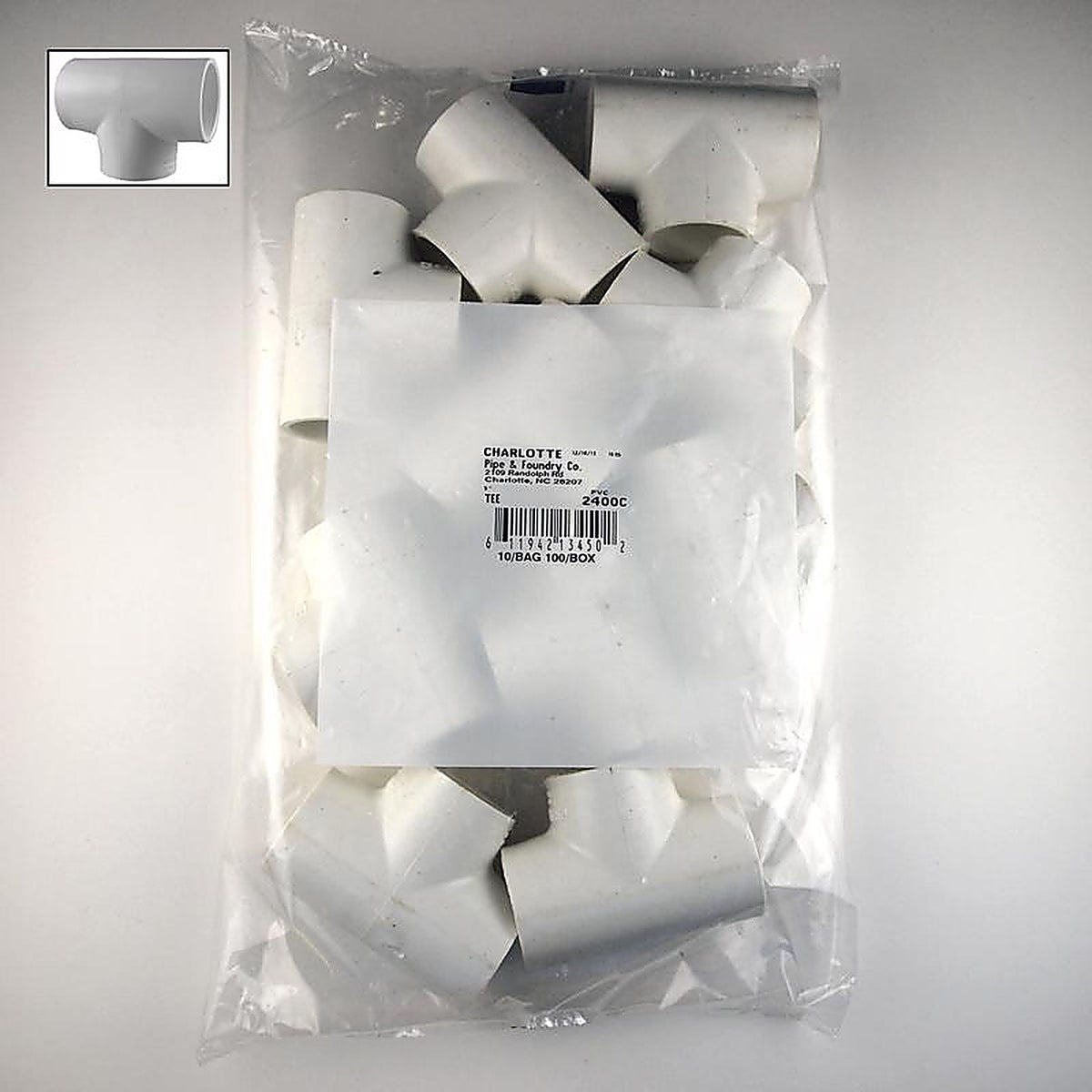 Charlotte Pipe PVC02400C1000 1 in. Slip x 1 in. Dia. Slip PVC Tee