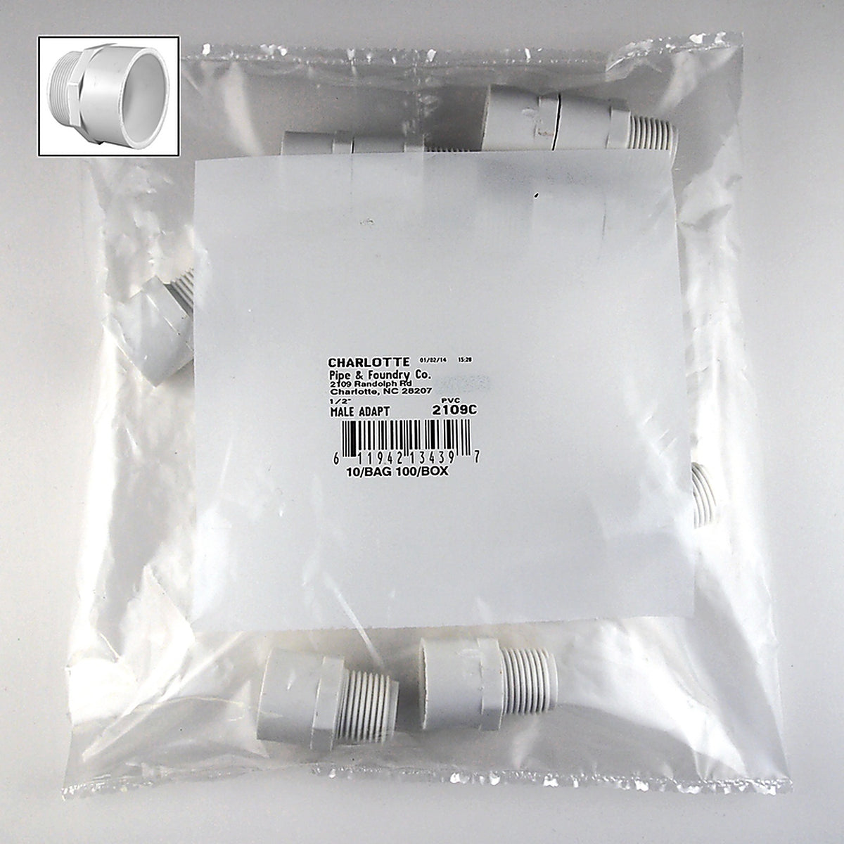 Charlotte Pipe PVC02109C0600 Schedule 40 1/2 in. Slip x 1/2 in. Dia. MPT PVC Adapter