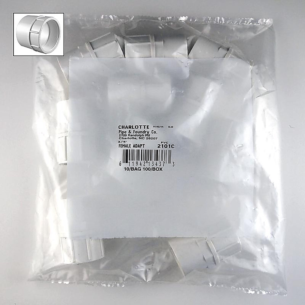 Charlotte Pipe PVC02101C0800 Schedule 40 3/4 in. Slip x 3/4 in. Dia. FPT PVC Adapter