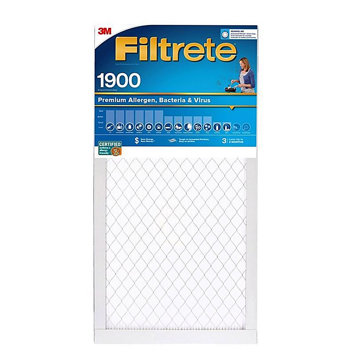 3M UA23DC-4 Filtrete 14 in. W X 24 in. H X 1 in. D Fiberglass 13 MERV Pleated Allergen Air Filter 1 pk