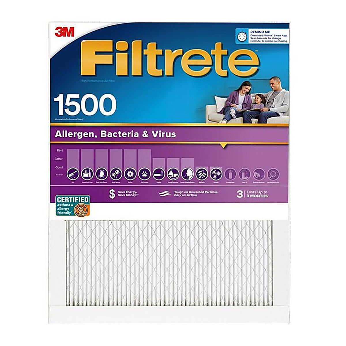 Filtrete - 2007DC-4 - 10 In. W X 20 In. H X 1 In. 1500 Mpr Pleated Allergen Air Filter 1 Pack