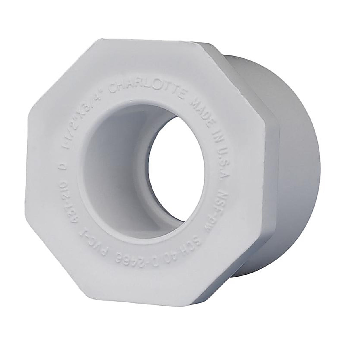 Charlotte Pipe PVC021071100 Schedule 40 1-1/2 in. Spigot x 3/4 in. Dia. Slip PVC Reducing Bushing