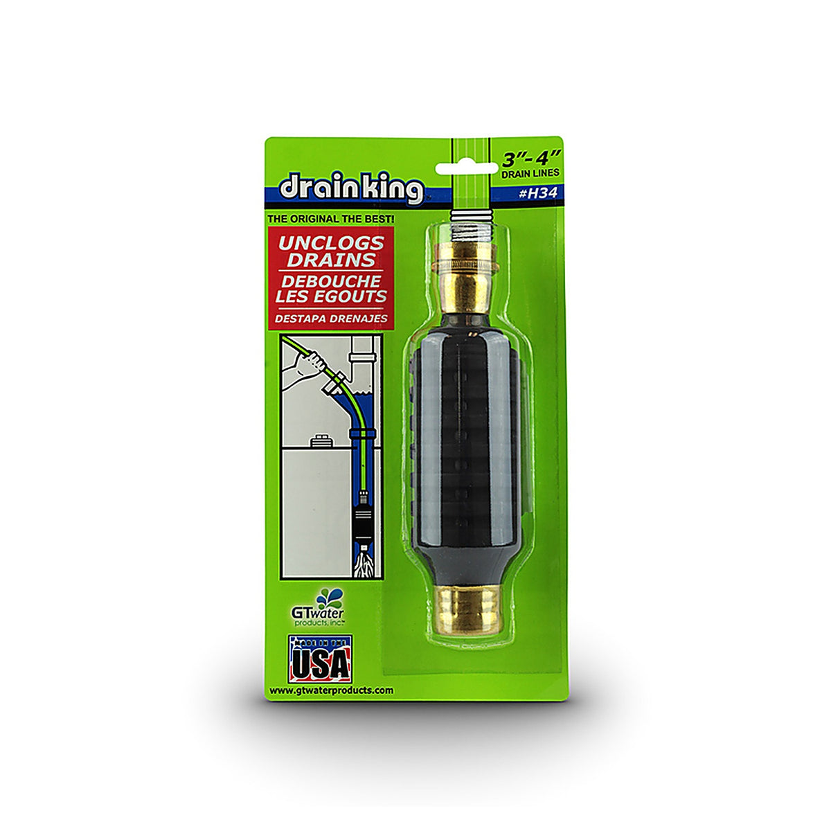 Gt Water Products - H34 - Drain King 0 Ft. L Drain Unclogger