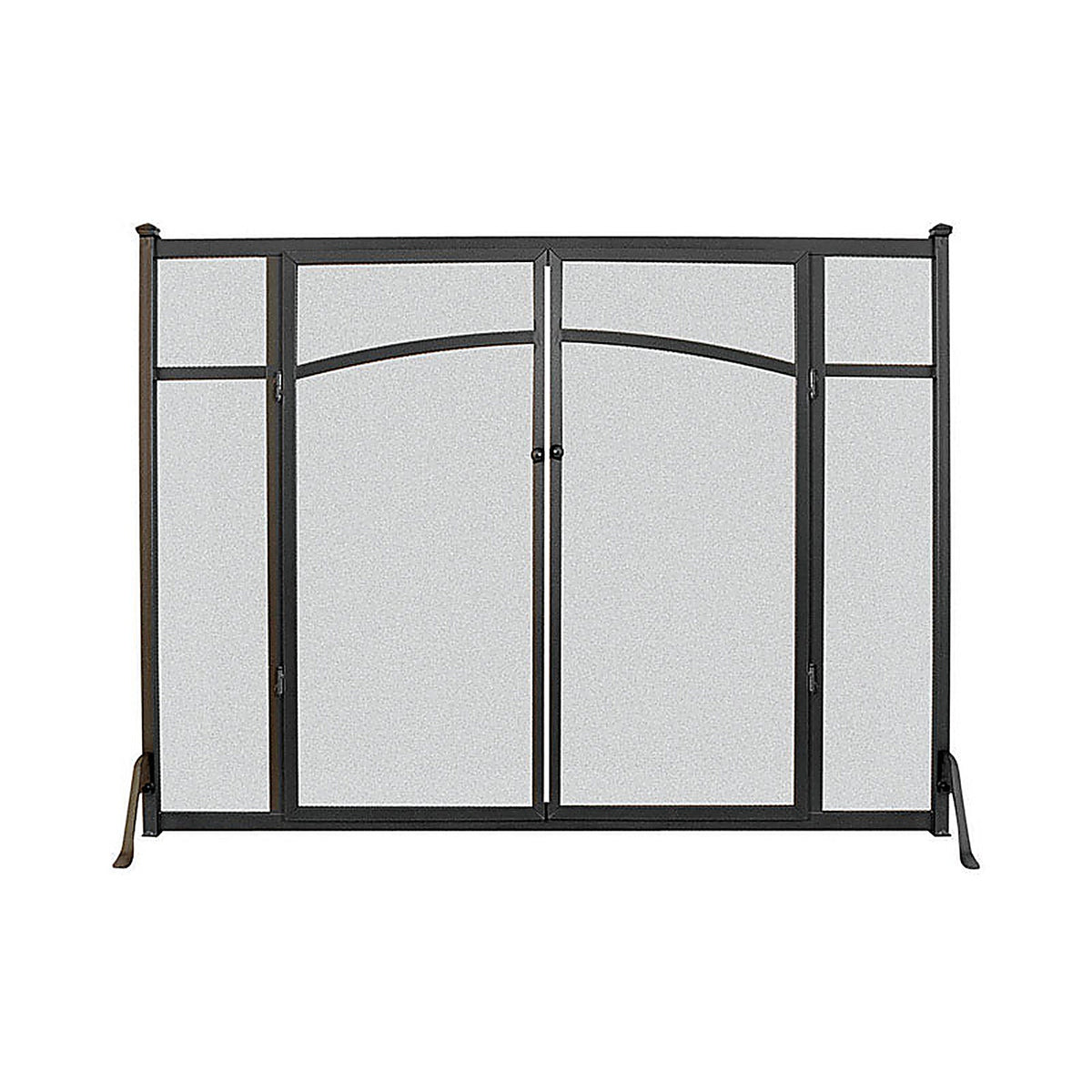 Panacea 15910 Black/Gray Matte Metal Fireplace Screen with Doors