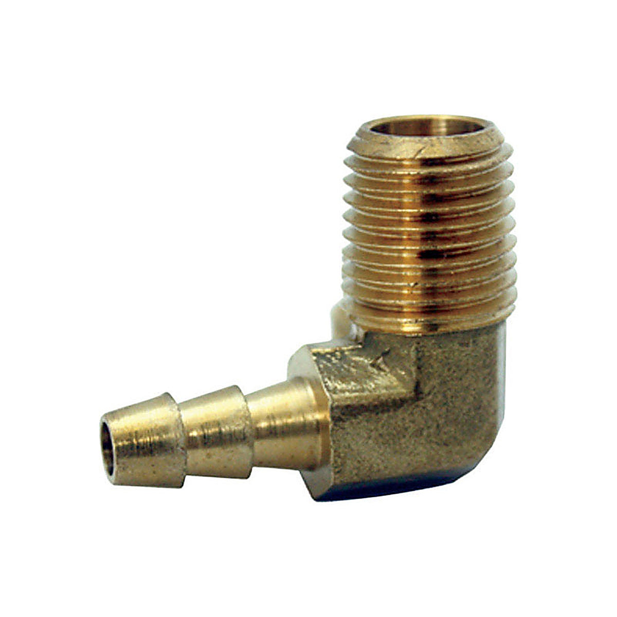 JMF 4504650 Brass 1/8 in. Dia. x 5/16 in. Dia. Hose Barb Elbow Yellow 1/Pack