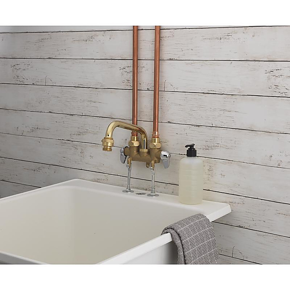 Homewerks - 093310-255-RB-B - Brass Industrial Two-Handle Bathroom Sink Faucet 3 3/8 In.