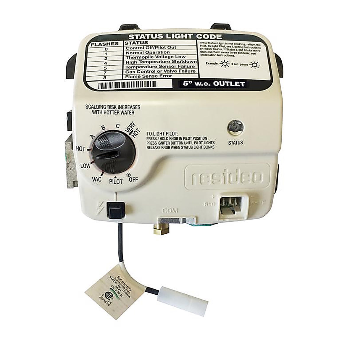 Reliance 100112336 Natural Gas Control Valve Thermostat 4.5 in. H x 5 in. W