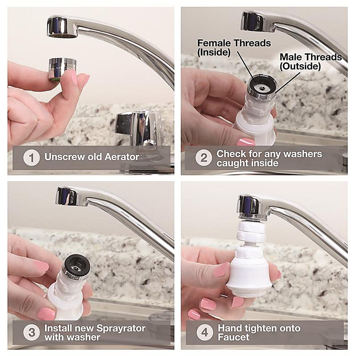Danco - 9D00010499 - Dual Thread 15/16 In.- 27M X 55/64 In.-27f White Swivel Sprayrator