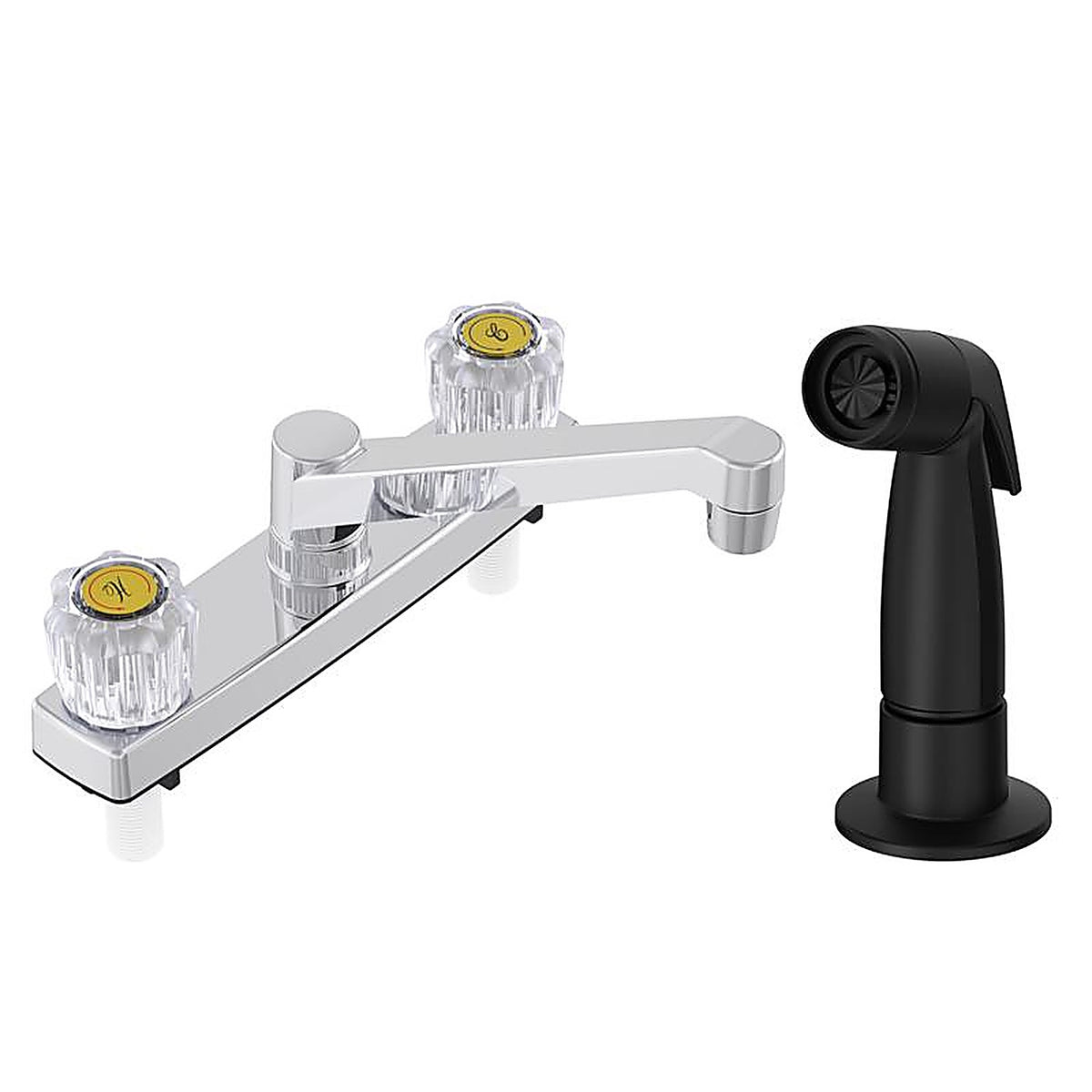 Home Plus 8238CP Two Handle Chrome Kitchen Faucet Side Sprayer Included