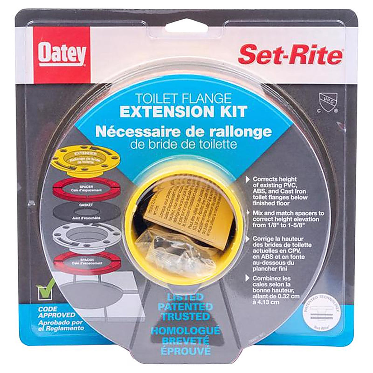 Oatey 43400 Set-Rite Toilet Flange Extender Kit Red