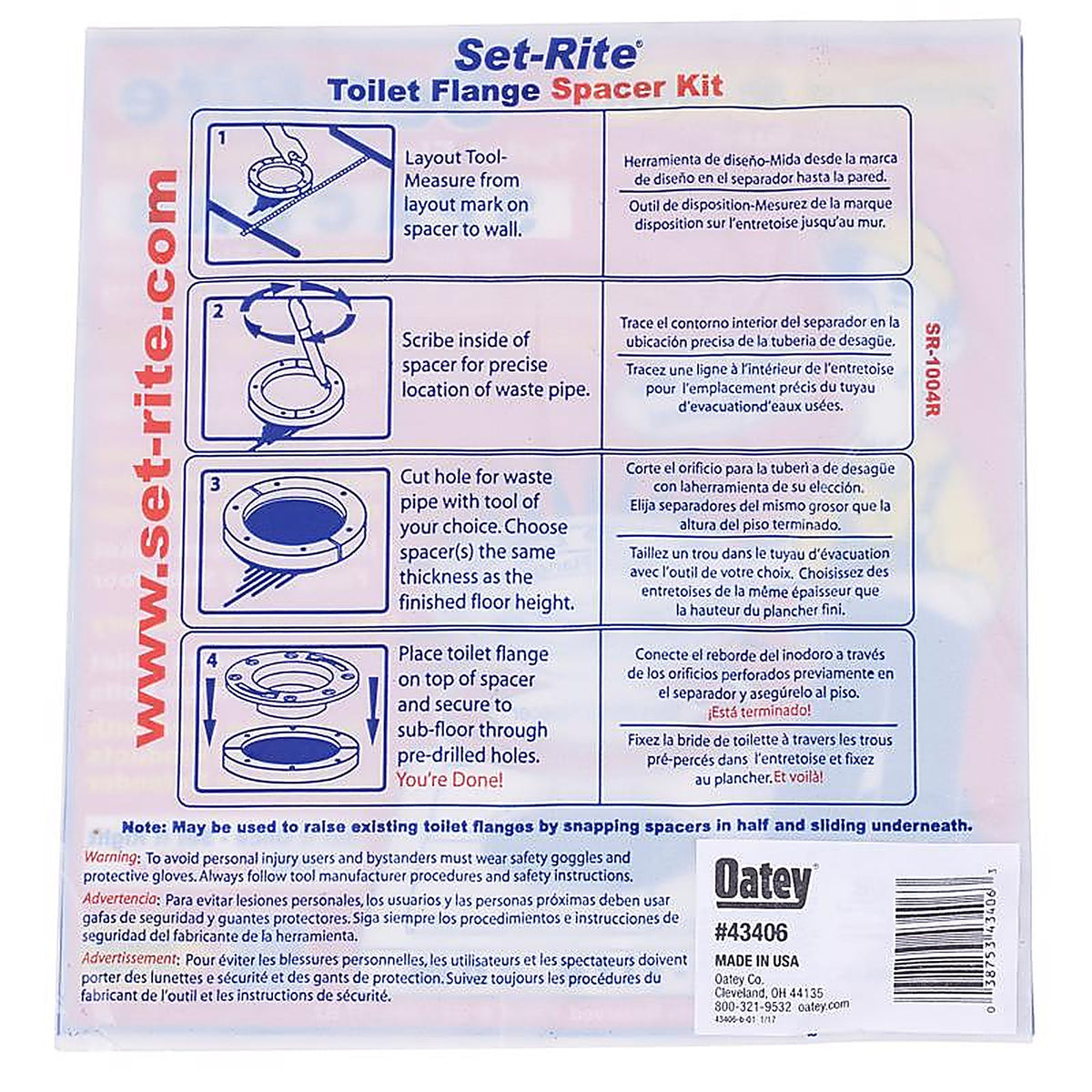 B&K - 43406 - Set-Rite Toilet Flange Spacer Kit Polypropolene