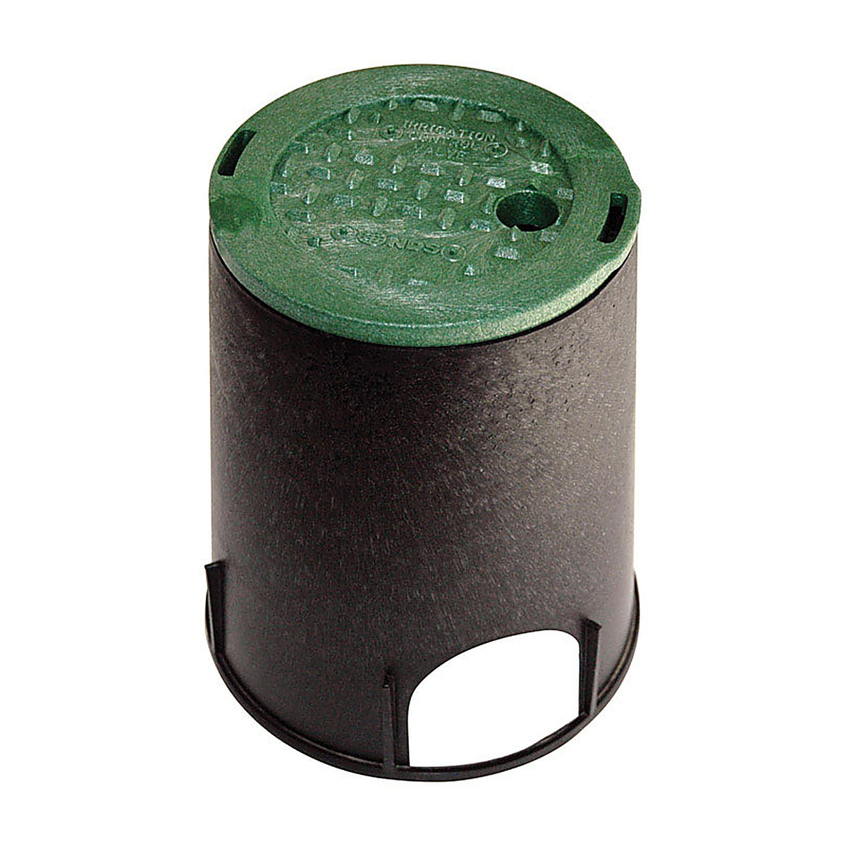 NDS 107BC 8-3/8 inch W x 9-1/16 inch H Round Valve Box with Overlapping Cover Black/Green