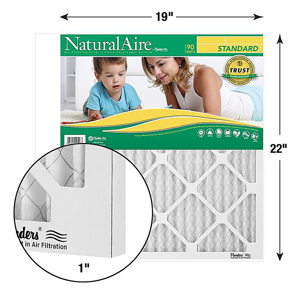 NaturalAire - 84858.011922 - 19 In. W X 22 In. H X 1 In. Synthetic 8 MERV Pleated Air Filter 1 Pack