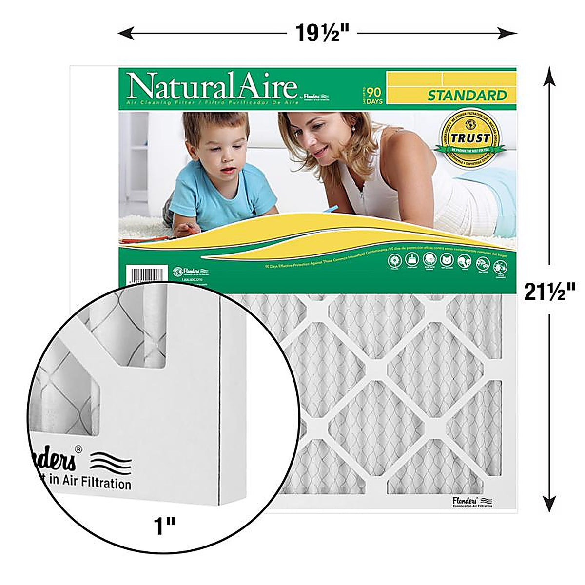 NaturalAire - 84858.01195215 - 19-1/2 In. W X 21-1/2 In. H X 1 In. Synthetic 8 MERV Pleated Air Filter 1 Pack