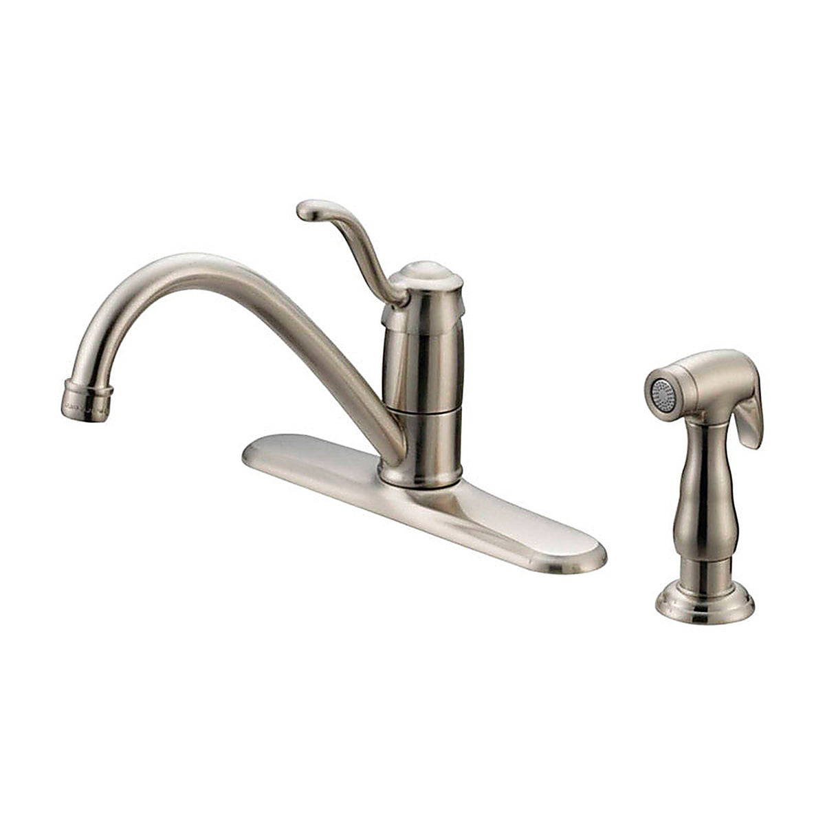 OakBrook 67814W-1104 Tucana One Handle Brushed Nickel Kitchen Faucet Side Sprayer Included