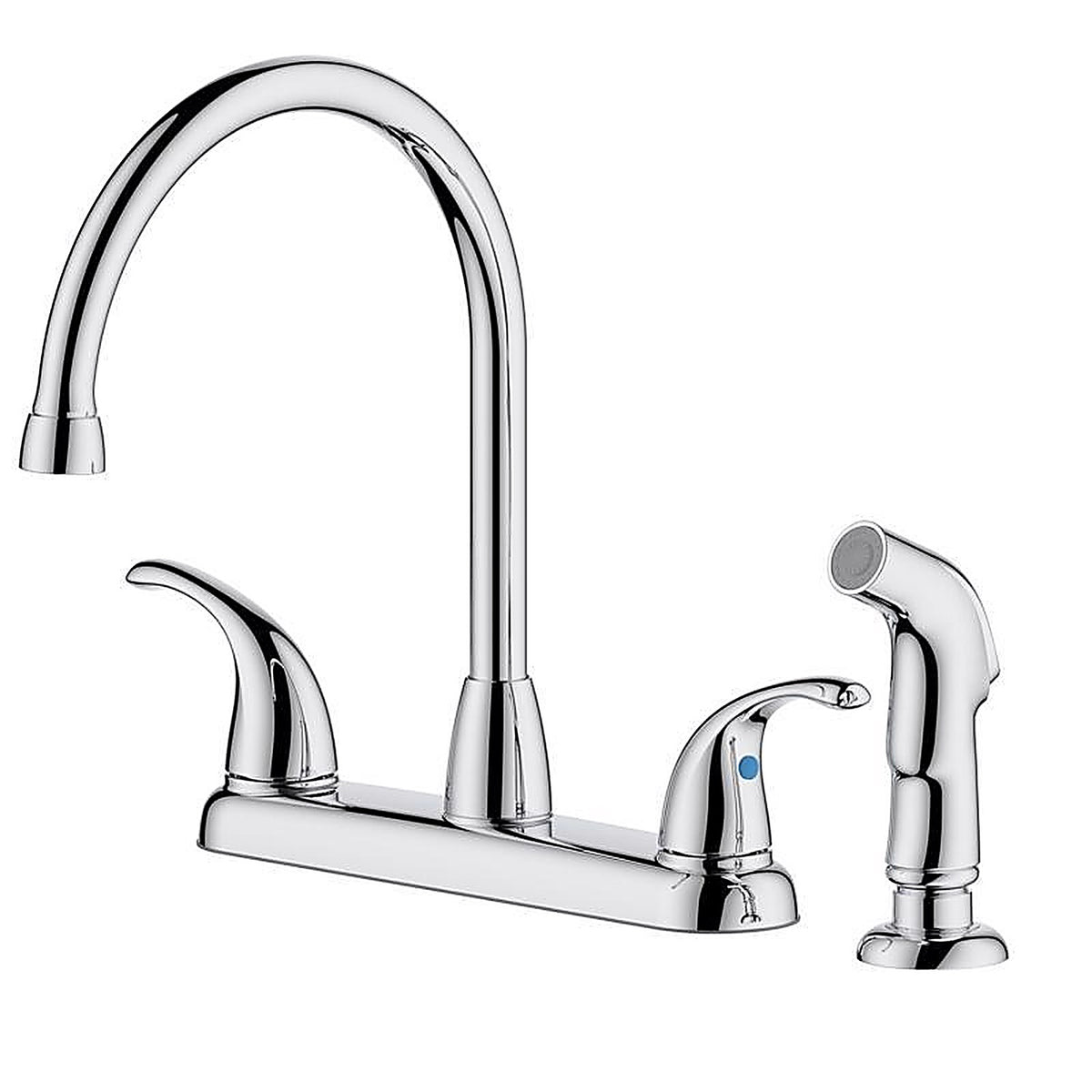 OakBrook 67157-1101 Pacifica High Arc Two Handle Chrome Kitchen Faucet Side Sprayer Included