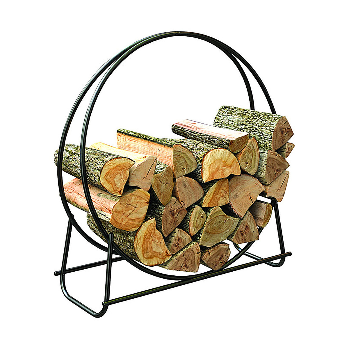Panacea 15209 Black Powder Coated Steel Log Hoop Rack