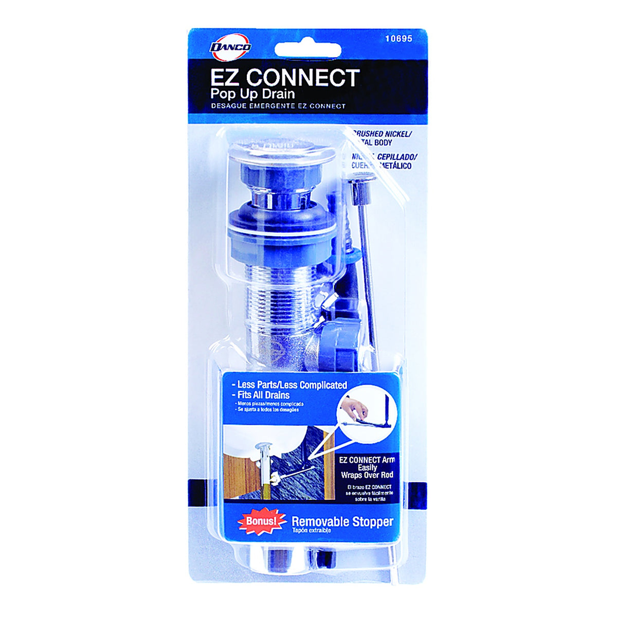Danco 9D0010695X EZ Connect 1-1/4 in. D Nickel Pop-Up Lavatory Drain