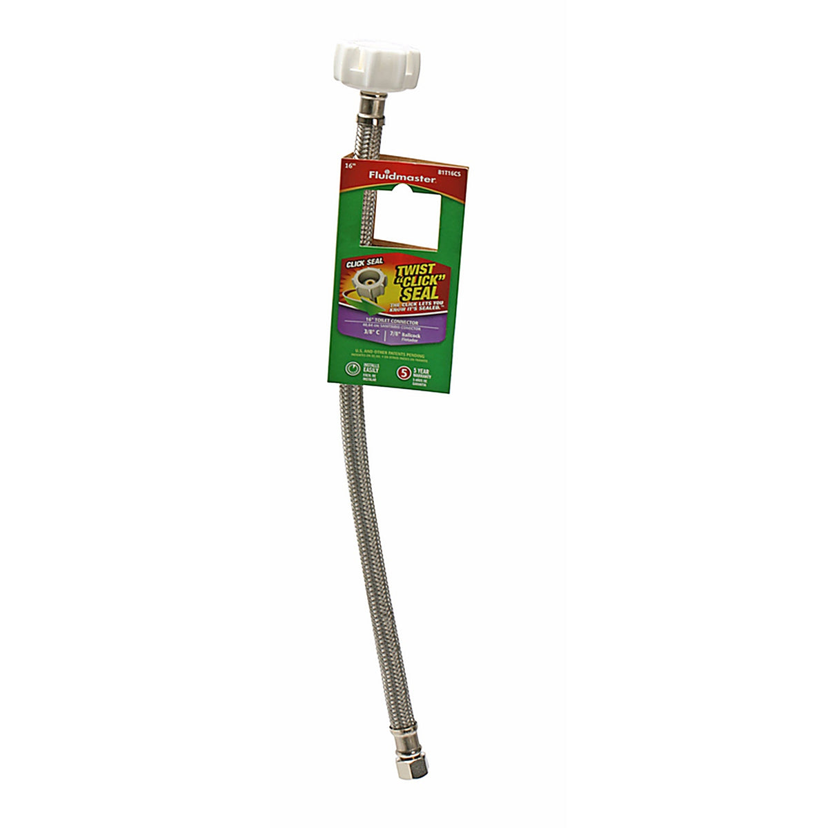 Fluidmaster - B1T16CS - 3/8 In. Compression X 7/8 In. D Ballcock 16 In. Braided Stainless Steel Toilet Supply Li