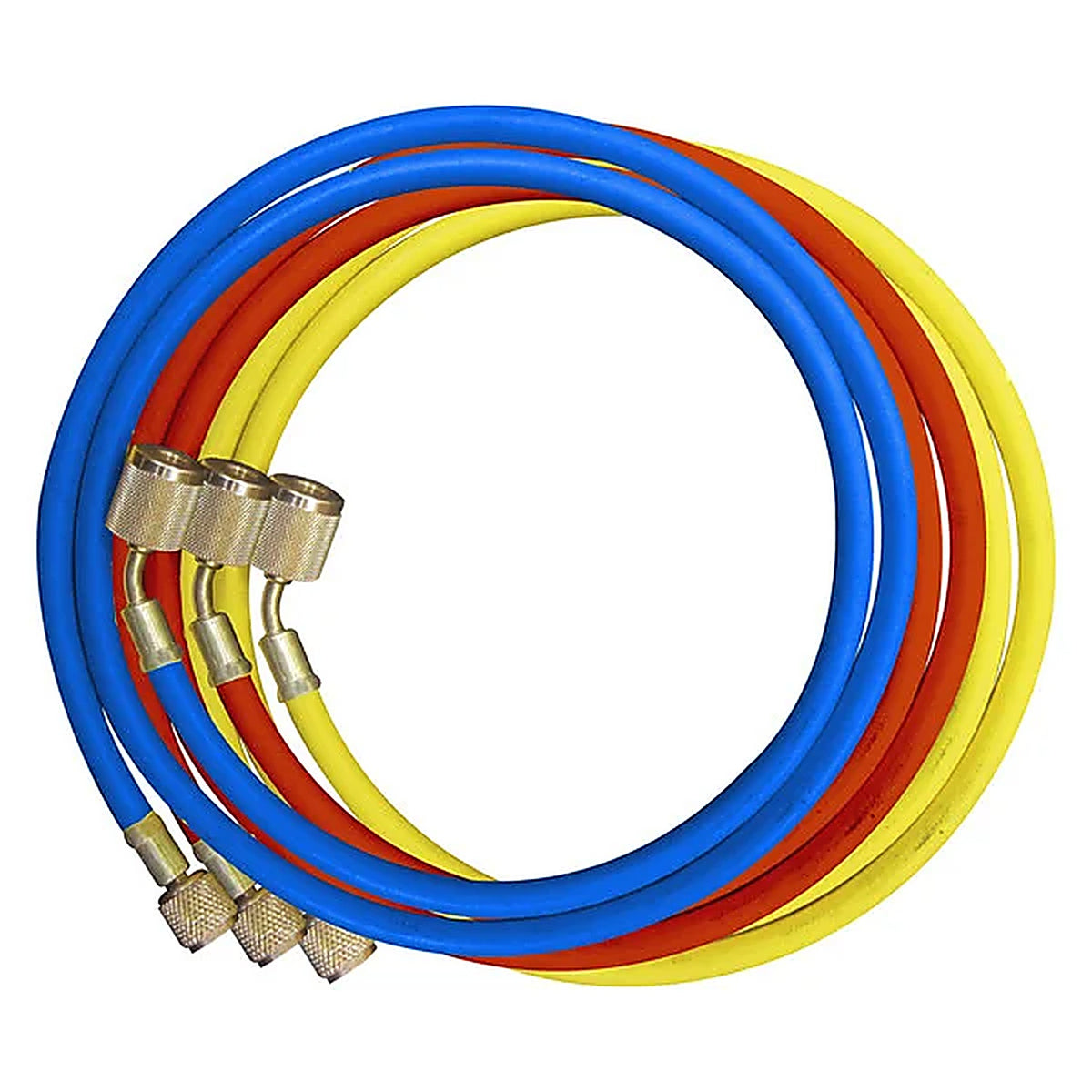Mastercool 45722 72in. Yellow Standard Charging Hose w/1/4 SAE Automatic Shut-Off Valve Fitting