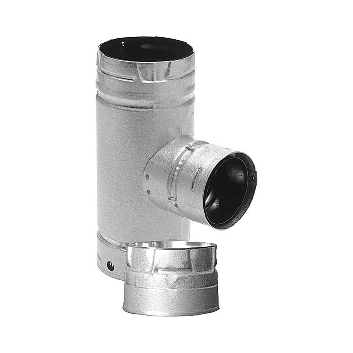 DuraVent 4PVL-T3R 4 in. S X 3 in. S X 4 in. S Galvanized Steel Tee with Clean-Out Cap