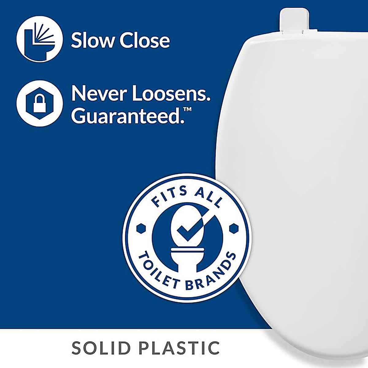 Bemis 80SLOW-000 Mayfair Slow Close Round White Plastic Toilet Seat