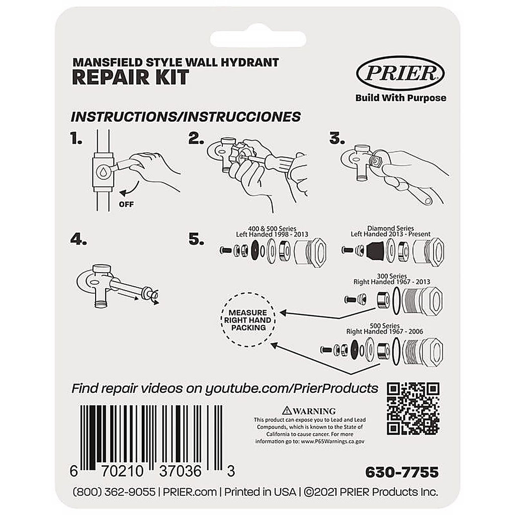 Prier - 630-7755 - Wall Hydrant Repair Kit for Mansfield