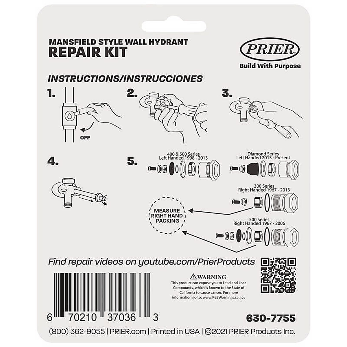 Prier - 630-7755 - Wall Hydrant Repair Kit for Mansfield