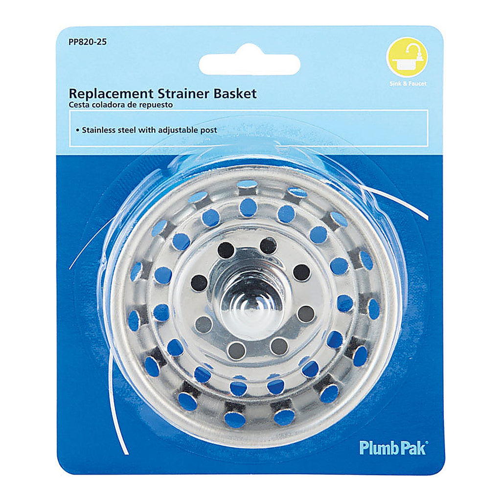 Plumb Pak PP820-25 3-1/2 in. D Chrome Stainless Steel Replacement Strainer Basket Silver