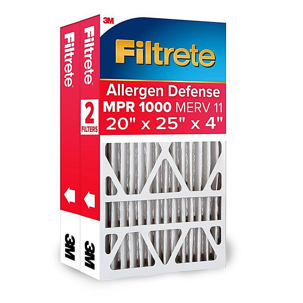 Filtrete - NADP03-2PK-1E - 20 In. W X 25 In. H X 4 In. Pleated 1000 Mpr Pleated Allergen Air Filter 2 Pack
