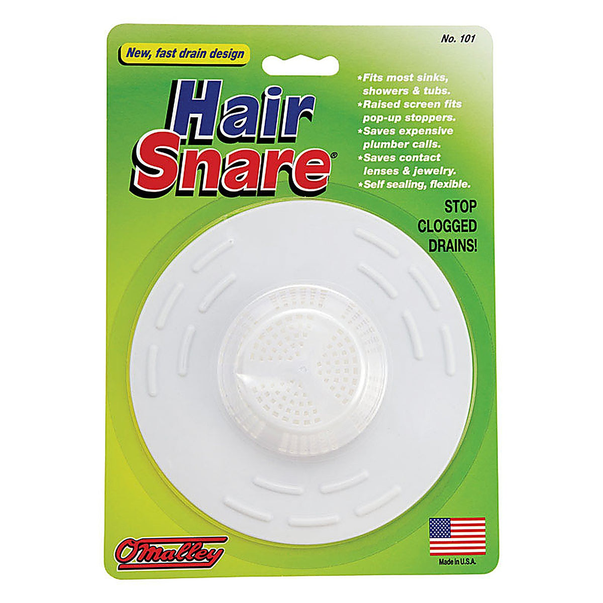 Omalley - 101 - Hair Snare 5 In. White Plastic Drain Stopper