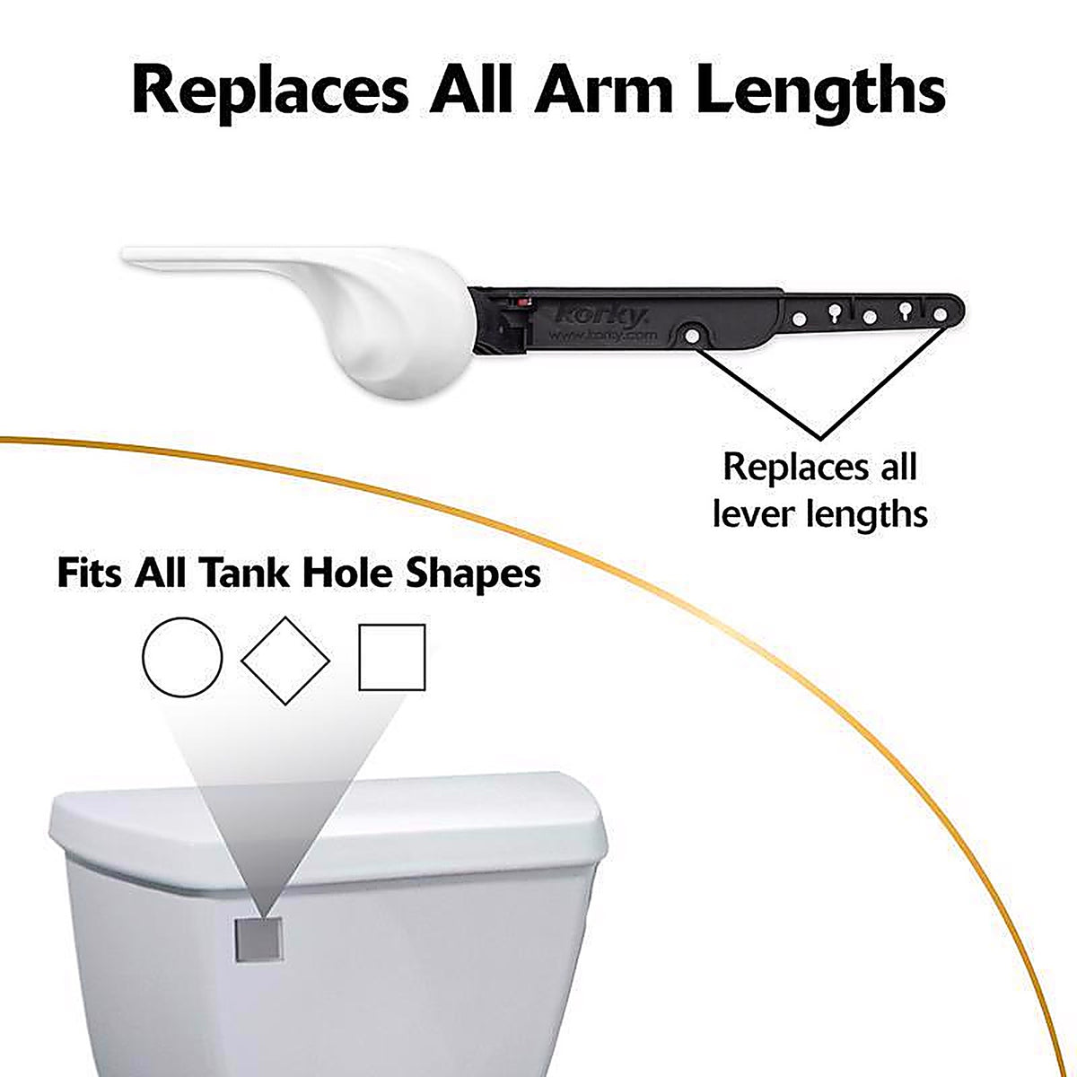 Korky 6062BP StrongARM Handle and Lever ,Wave White Tank Lever
