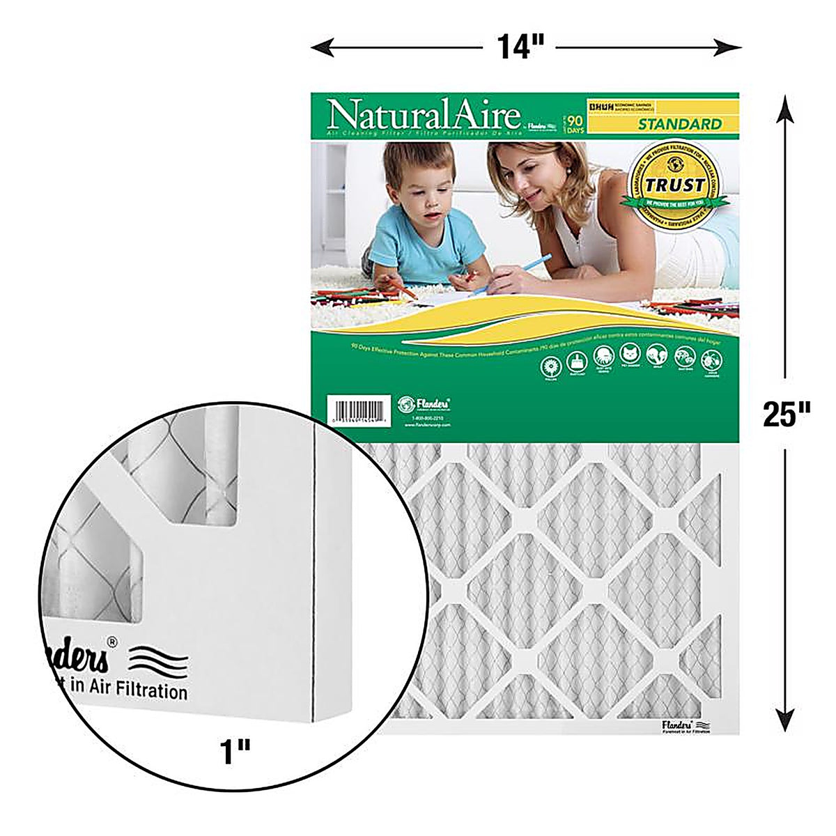 NaturalAire - 84858.011425 - 14 In. W X 25 In. H X 1 In. Synthetic 8 MERV Pleated Air Filter 1 Pack