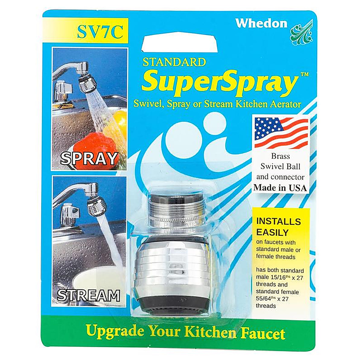 Whedon SV7C SuperSpray Dual Thread 15/16 in.- 27M x 55/64 in.-27F Chrome Plated Swivel Sprayrator