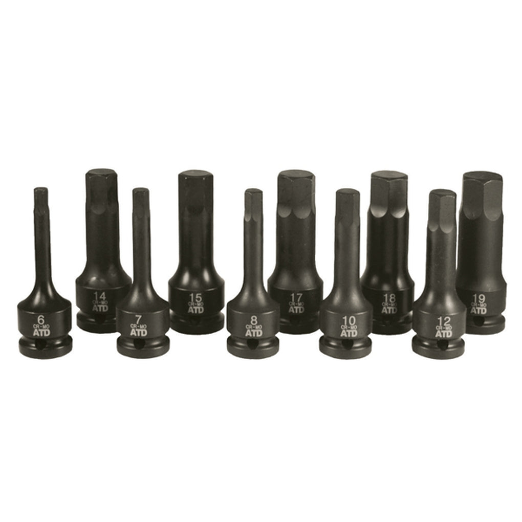 ATD - 4605 - 10 Piece 1/2 Inch Drive Metric Impact HEX Driver Set