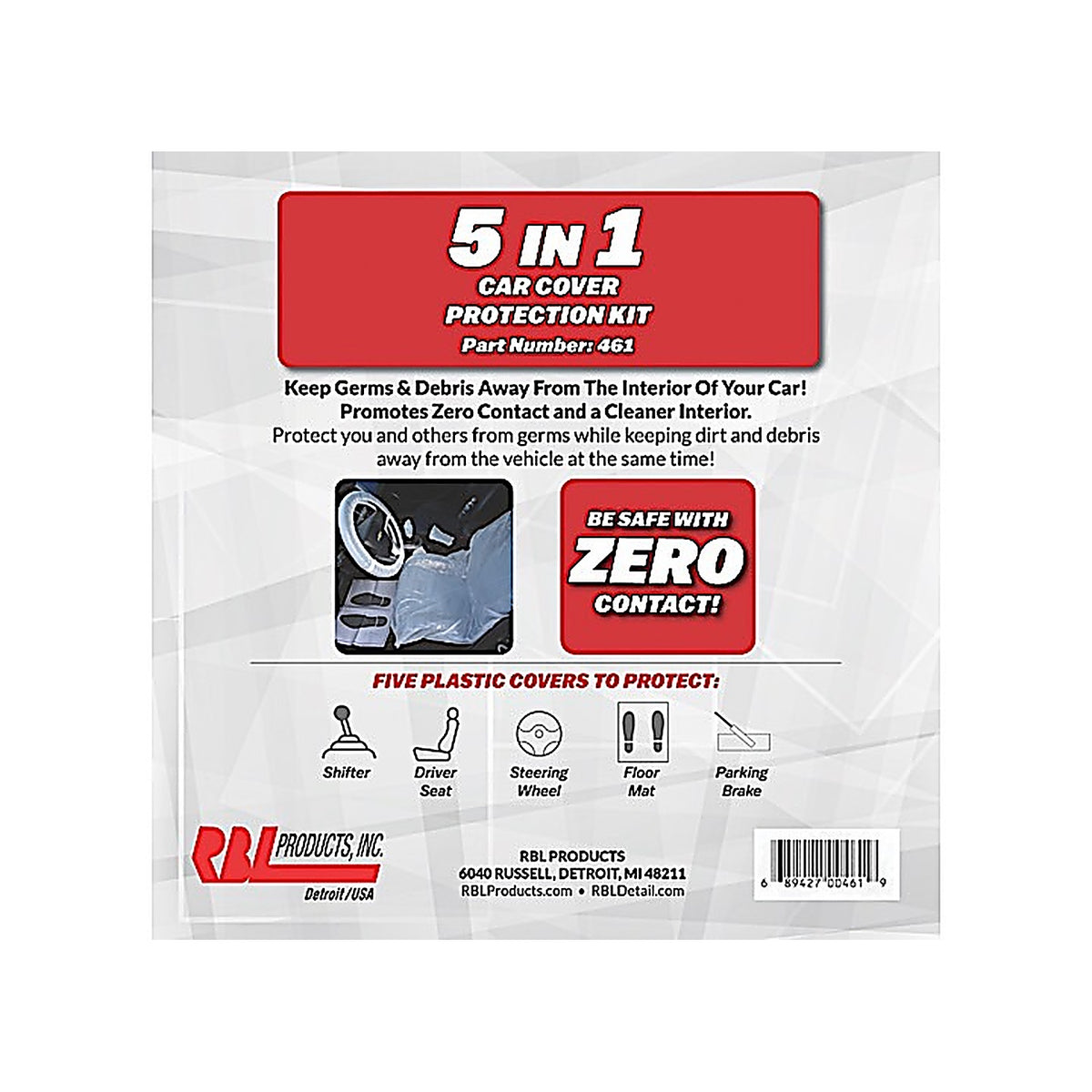RBL Products 461 Car Cover Protection Kit 5in1 100/Count