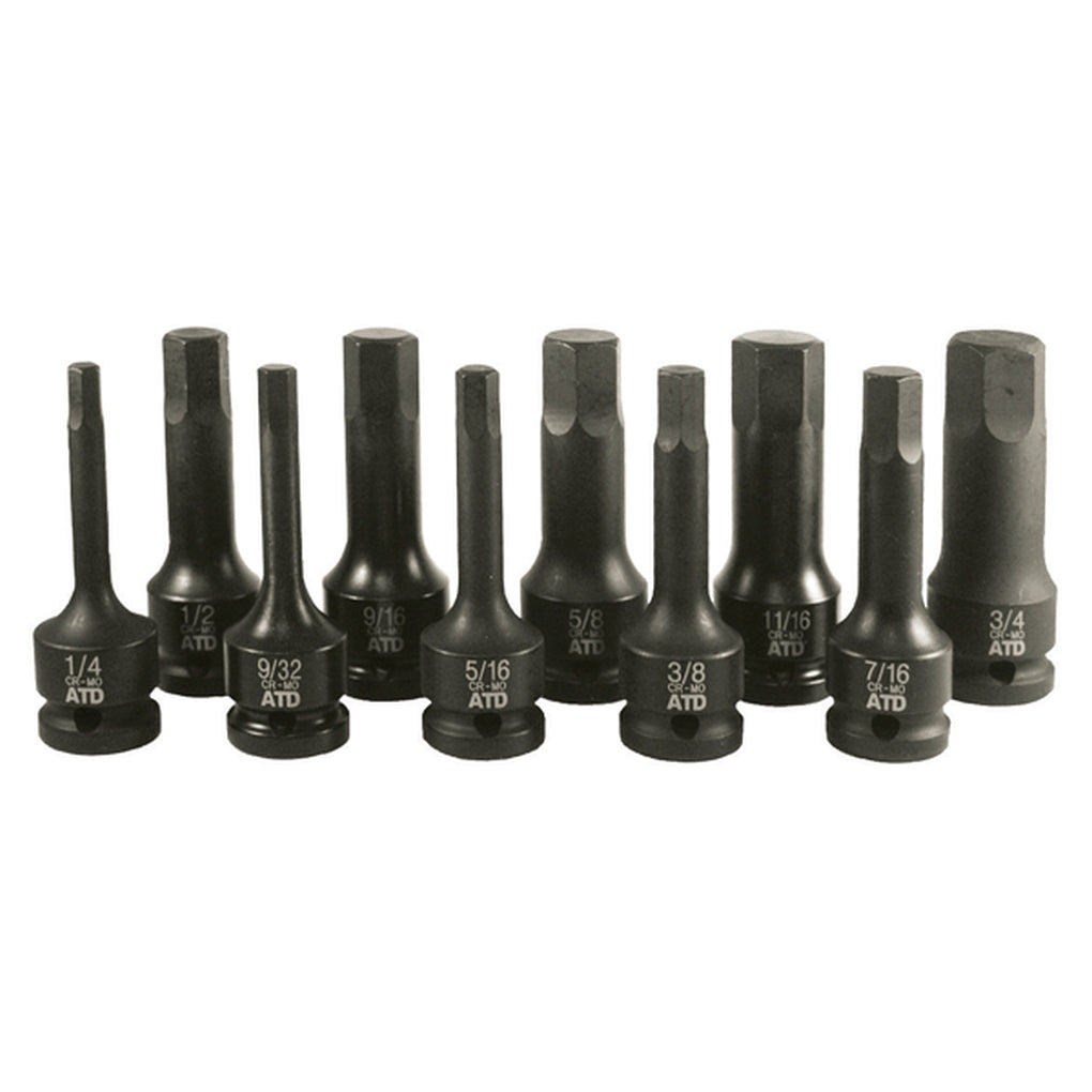 ATD 4625 10/pc 1/2in. Drive SAE Impact Hex Driver Set