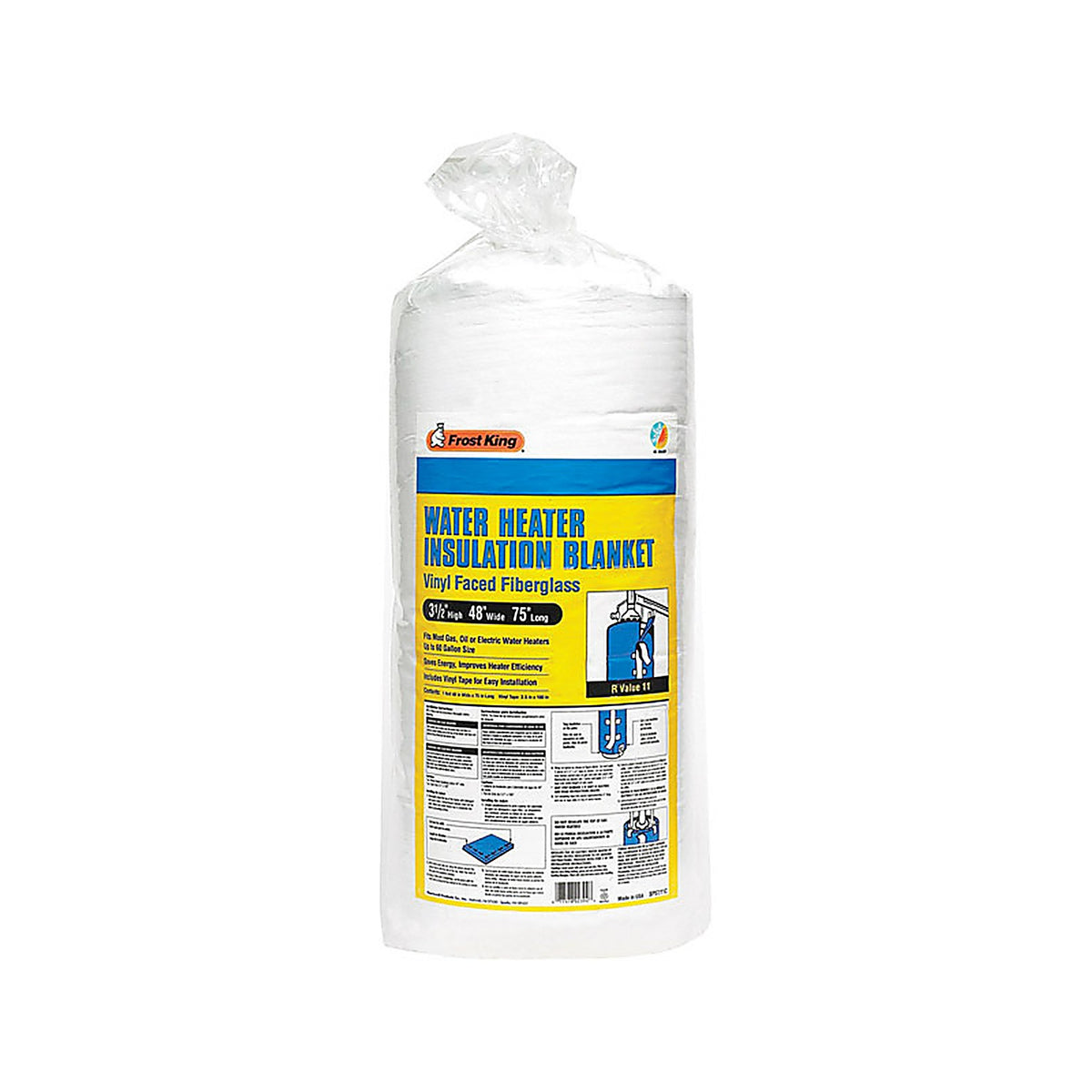 Frost King SP57/11C 48 in. x 75 L Fiberglass/Vinyl Water Heater Insulation