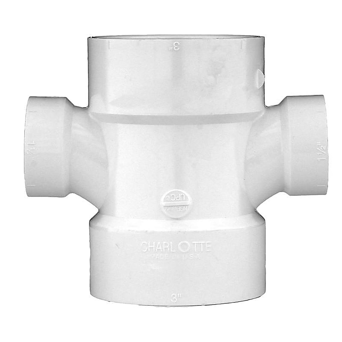 Charlotte Pipe PVC004291800 Schedule 40 4 in. Hub x 4 in. Dia. Hub PVC Sanitary Tee