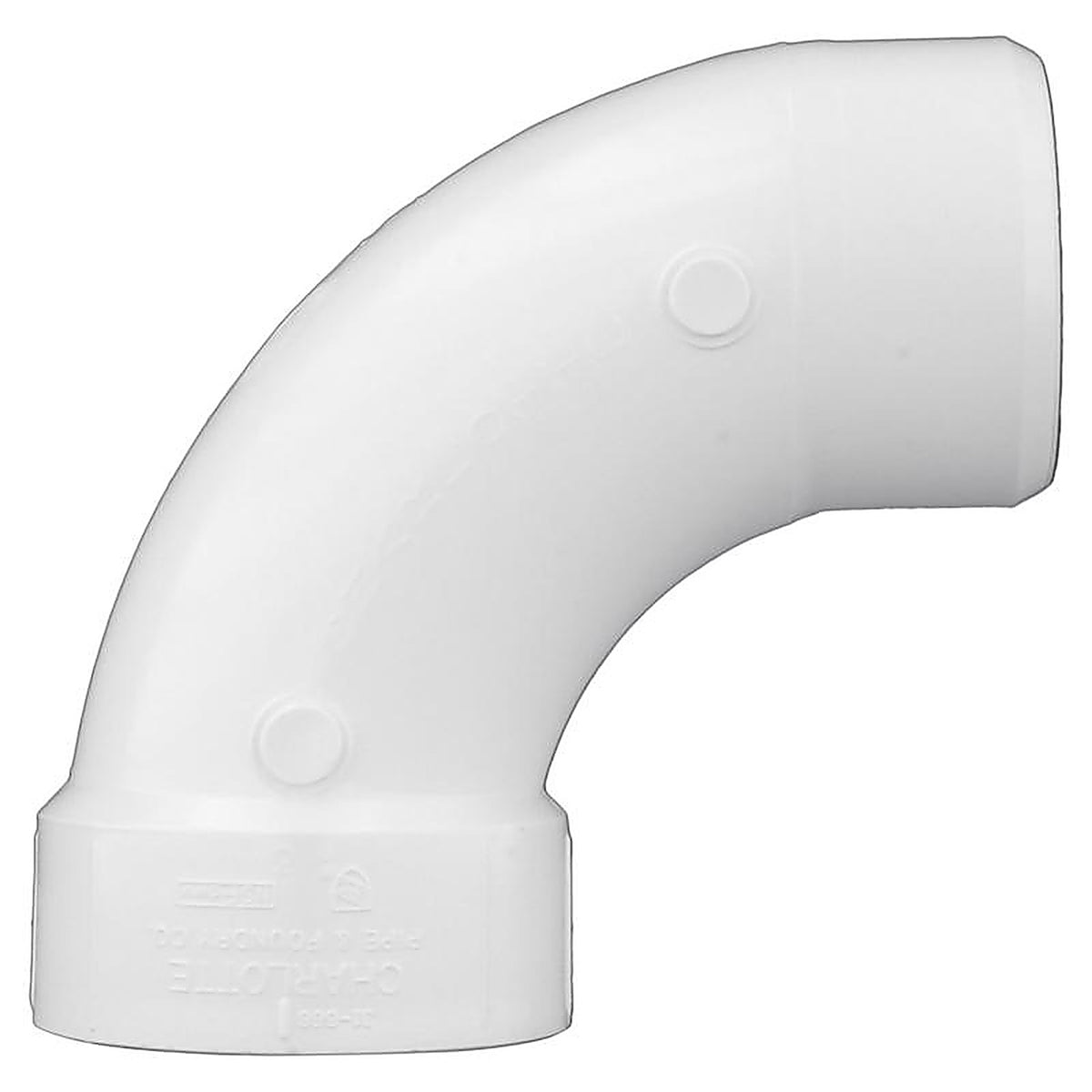 Charlotte Pipe PVC003091000 Schedule 40 3 in. Spigot x 3 in. Dia. Hub PVC 90 Degree Elbow