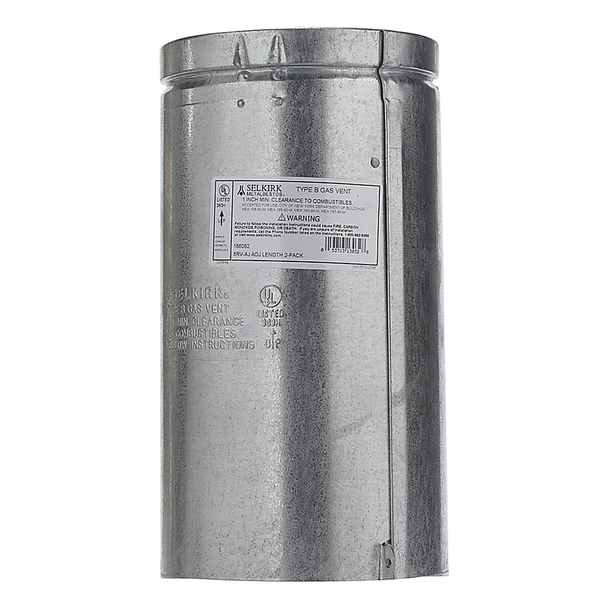 Selkirk - 186082 - 6 In. D X 12 In. L Aluminum Round Gas Vent Pipe
