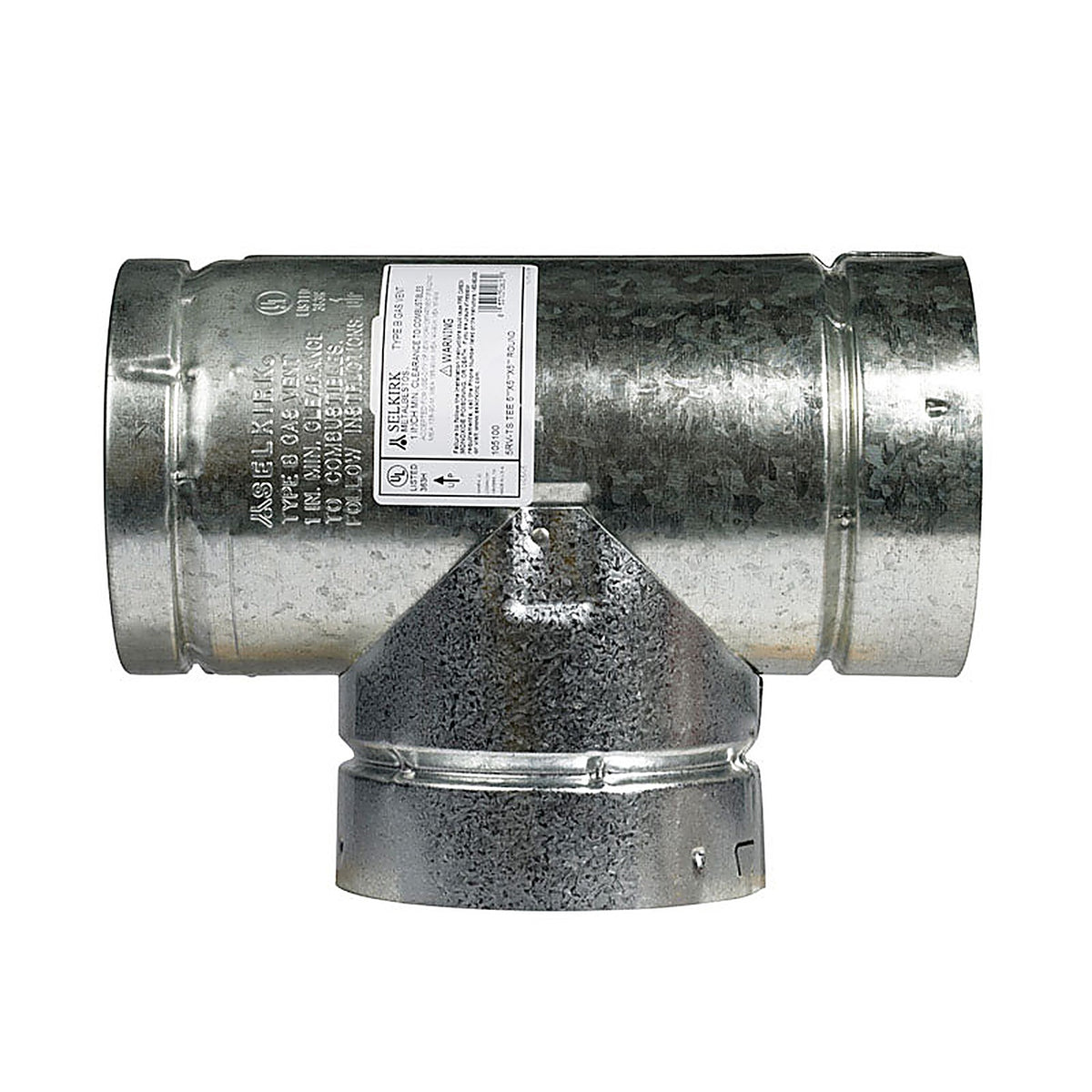Selkirk - 185100 - 5 In. X 5 In. X 5 In. Aluminum/Galvanized Steel Stove Pipe Tee Cap Flow Tee